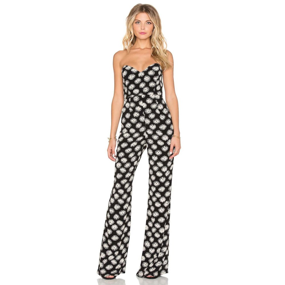 Revolve Stone Cold Fox Libra Jumpsuit Stellar Print‎ Strapless Size 3 Large